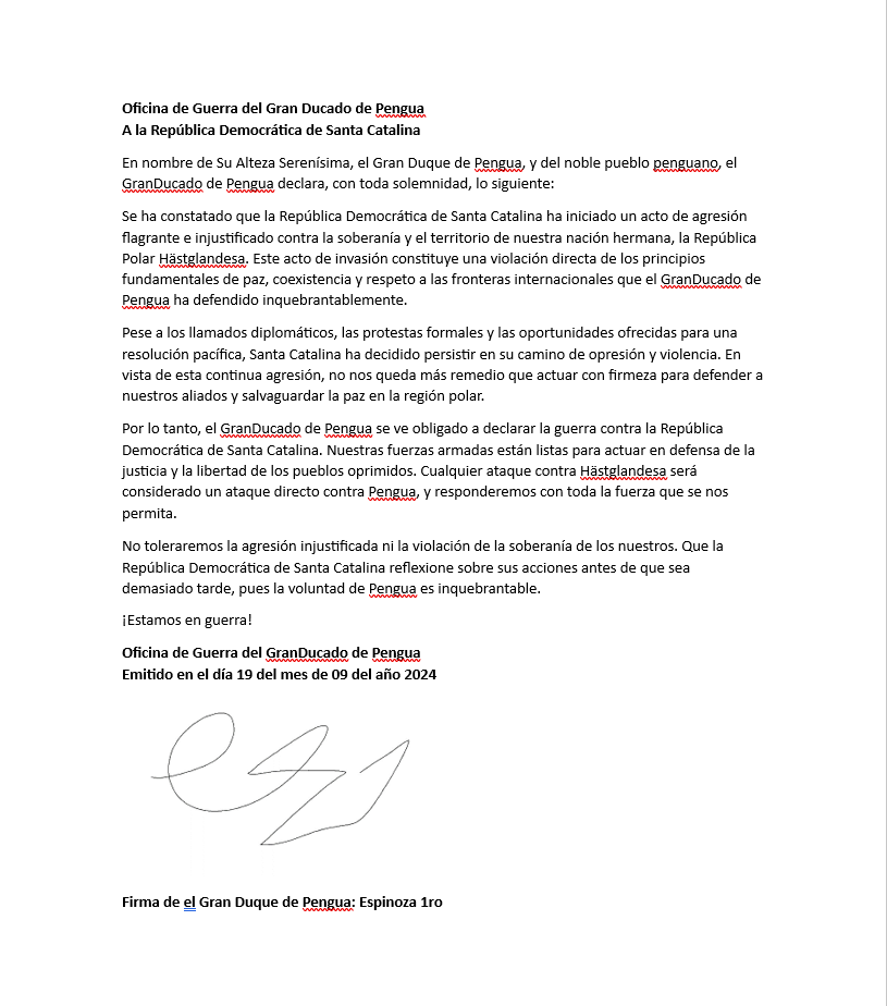 granducdepengua's tweet photo. COMUNICADO DE LA OFICINA DE GUERRA
#Micronations #Micronaciones #Pengua https://t.co/diEfOMp1nv