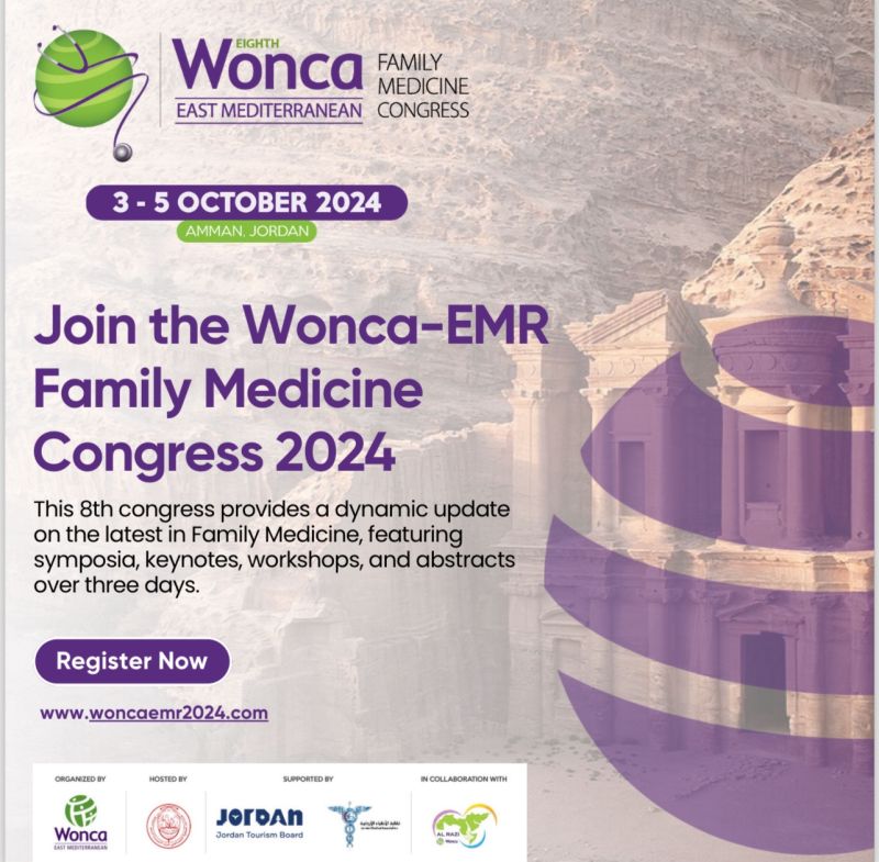 📷 Mark Your Calendars! 📷
The countdown to WONCA EMR 2024 is on! Join us in Amman, Jordan from October 3-5 for an engaging and enriching conference focused on the latest in family medicine.
📷 Register Now: woncaemr2024.com/register-now
We look forward to seeing you there!
