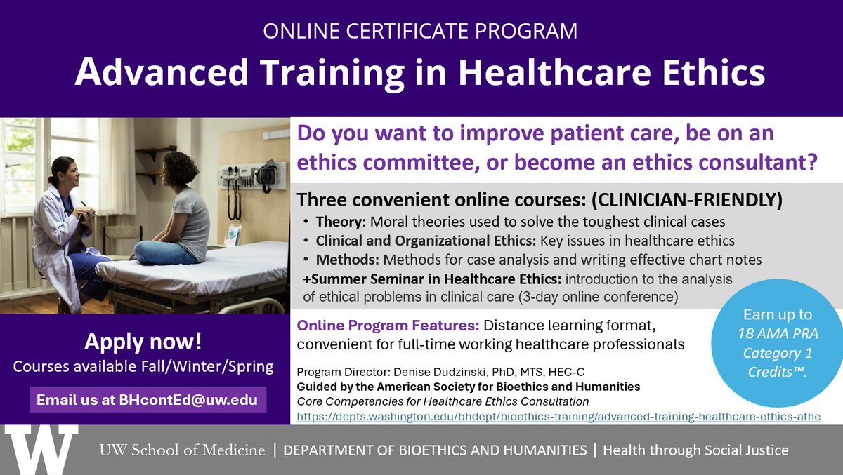 UWbioethics (@uwbioethics) on Twitter photo It's last call! Submit your application by tmrw 9/20 for our ATHE program. Fall course, Ethical Theory, with <a href="/profjecker/">Nancy S. Jecker, Ph.D.</a> starts on 9/25! #bioethics #healthcare <a href="/UW/">University of Washington</a> #healthcarelaw #ethics <a href="/UWMedicine/">UW Medicine</a> #healththrusocialjustice It's last call! Submit your application by tmrw 9/20 for our ATHE program. Fall course, Ethical Theory, with <a href="/profjecker/">Nancy S. Jecker, Ph.D.</a> starts on 9/25! #bioethics #healthcare <a href="/UW/">University of Washington</a> #healthcarelaw #ethics <a href="/UWMedicine/">UW Medicine</a> #healththrusocialjustice