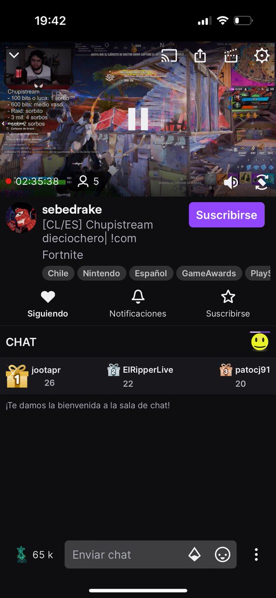 CaritoRv's tweet photo. Apoyandote del día 1 

#twitch #EnVivo #fortnite https://t.co/xItPzHdvaL