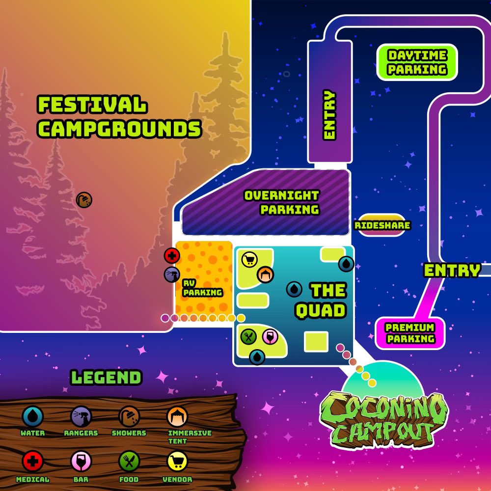 Map out your adventure to get lost in the music 📍✨ Follow the vibes &amp; plot your path to a weekend of perfection! 

Tickets available at CoconinoCampout.com 🎟️