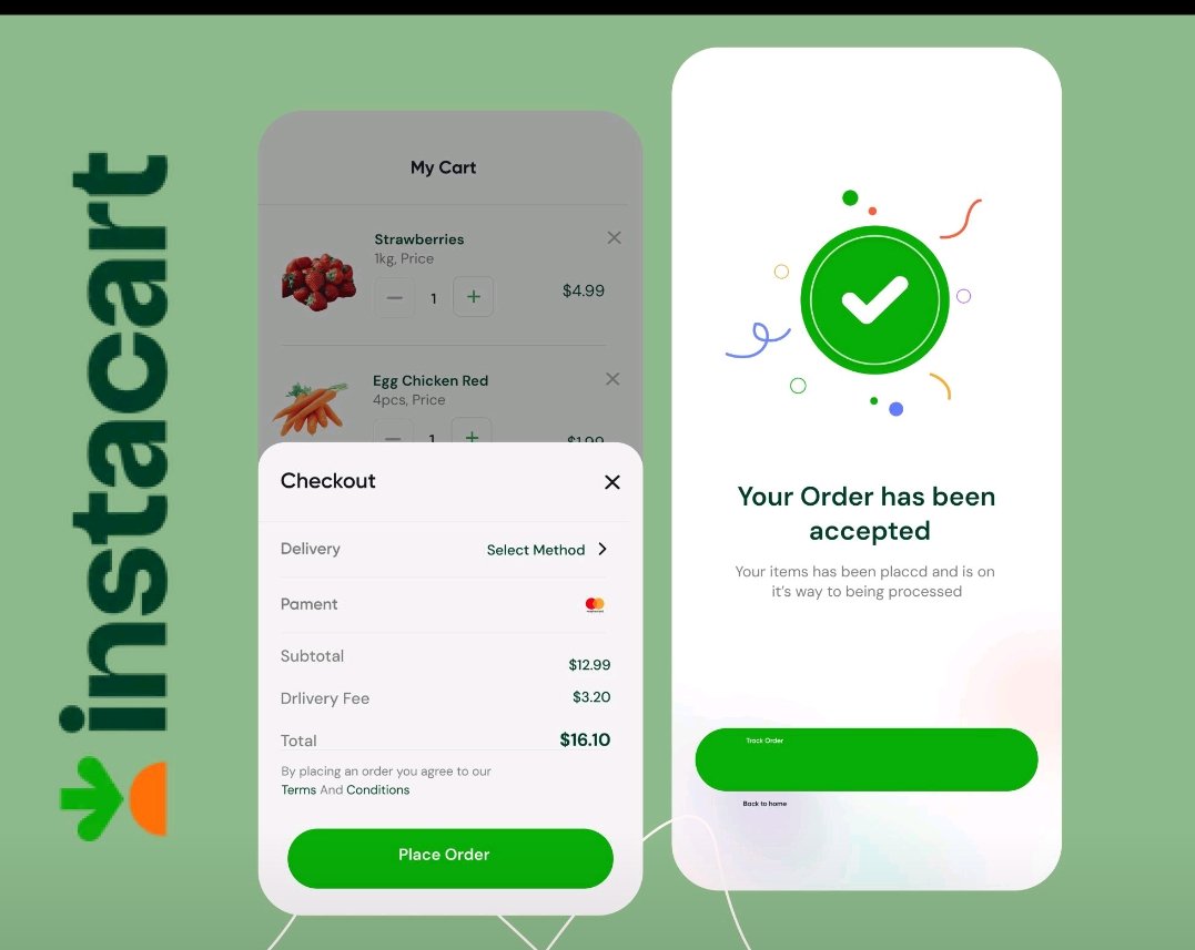 Today’s challenge was to redesign the checkout process any popular grocery store and I chose Instacart!  I focused on improving the flow from cart to confirmation to create a more seamless and intuitive shopping experience.

#uidesign #ecommerce #InstacartShoppers