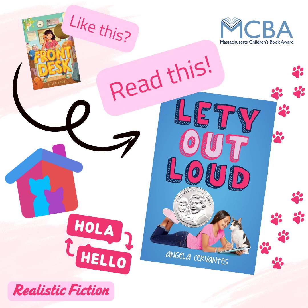 Massachusetts Childrens Book Award (@mcbareading) on Twitter photo π Hey book lovers! If you enjoyed "Front Desk" by <a href="/kellyyanghk/">Kelly Yang</a>, check out "Lety Out Loud" by <a href="/AngelaCervantes/">Angela C. is not here.</a> !
Both have:
β’ Brave young heroines
β’ Immigrant family stories
β’ Finding your voice
Which one will you read next?
#MiddleGradeBooks #MCBA #DiverseReads π Hey book lovers! If you enjoyed "Front Desk" by <a href="/kellyyanghk/">Kelly Yang</a>, check out "Lety Out Loud" by <a href="/AngelaCervantes/">Angela C. is not here.</a> !
Both have:
β’ Brave young heroines
β’ Immigrant family stories
β’ Finding your voice
Which one will you read next?
#MiddleGradeBooks #MCBA #DiverseReads