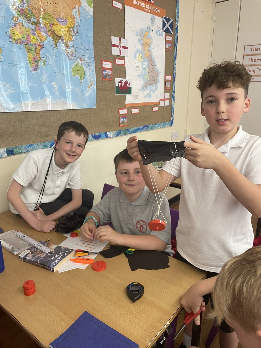 HMillSchool's tweet photo. Team 5 completed an investigation to explore  air resistance in science on Wednesday. #parachutefun https://t.co/vBmaqZKSCw