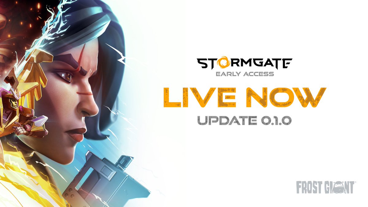 PlayStormgate's tweet photo. It's here! Our first content update is now live!

Be sure to update Stormgate on Steam (it's free) so that you can see all the progress we've made on the game since last month's Early Access release. 

We're just getting started! https://t.co/BqPP6qe5g0