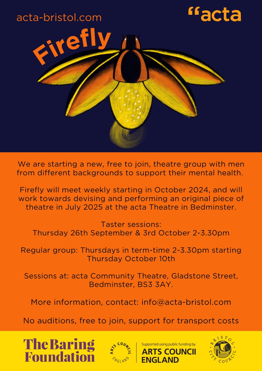 Co-facilitating, with the brilliant Olly Jones, a free-to-join theatre group for men to support their mental health in Bristol. Please share if you can!