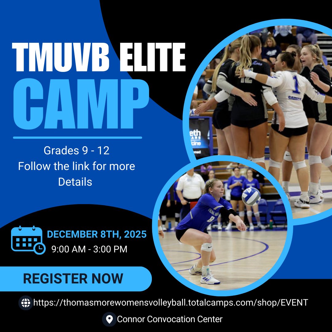 🚨Exciting News!!🚨 

TMUVB will be hosting an Elite Camp this December!! Check out the link below to register and for more details ⬇️

…asmorewomensvolleyball.totalcamps.com/shop/EVENT