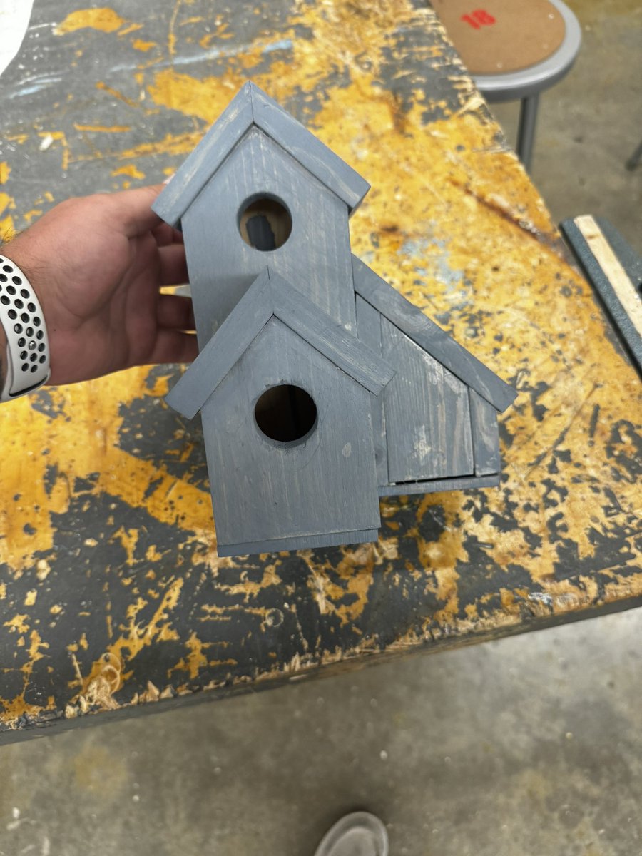 RHSconstruct's tweet photo. Neat little bird house made by a student in Woods 2.  Love the creativity. https://t.co/ulqko4niyY