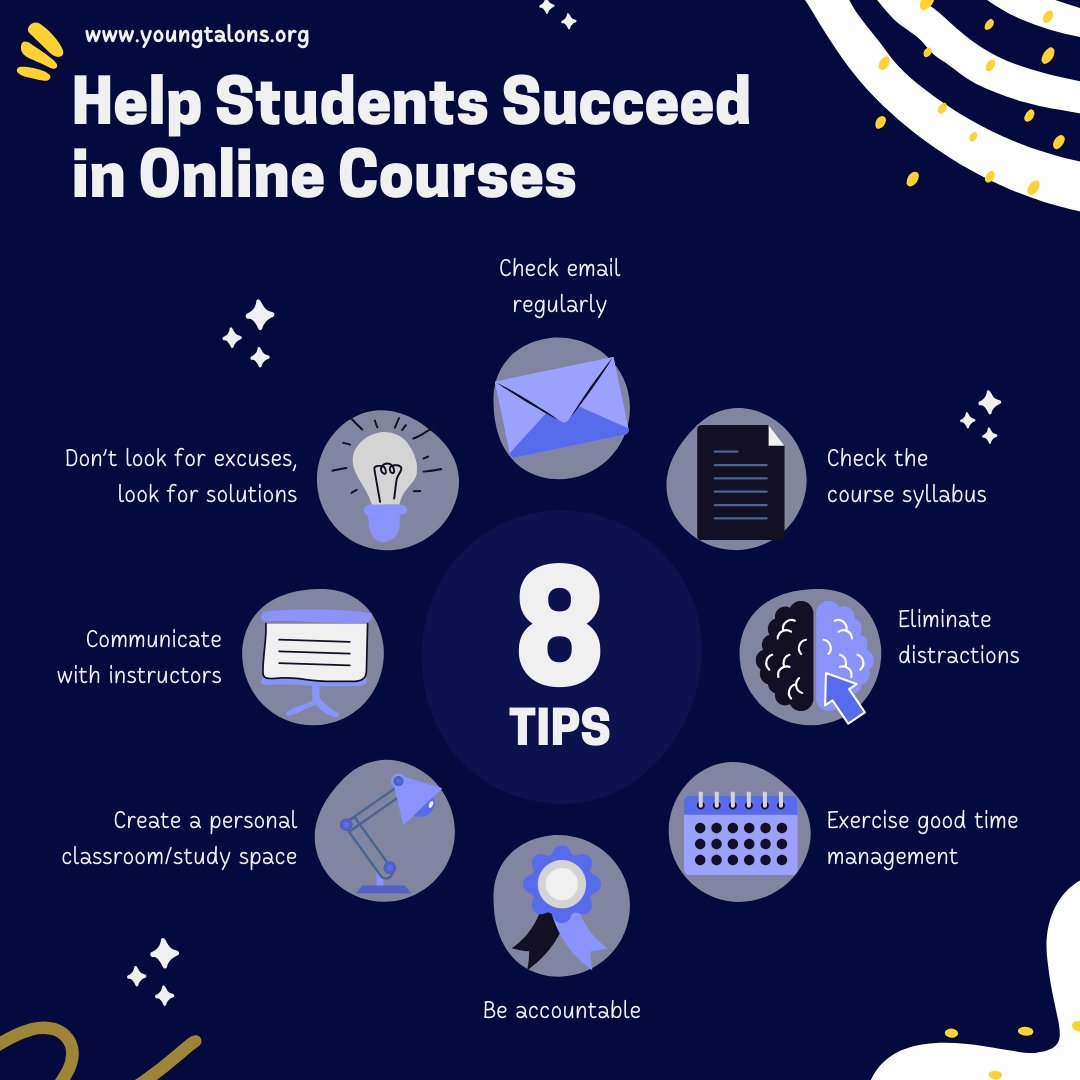 Help your child thrive in online learning! 🖥️ 💡 Support your child's growth with these tips. The Young Talons Academy offers flexible, personalized education. Visit youngtalons.org to explore enrollment options! 🌟 OnlineLearning #YoungTalons