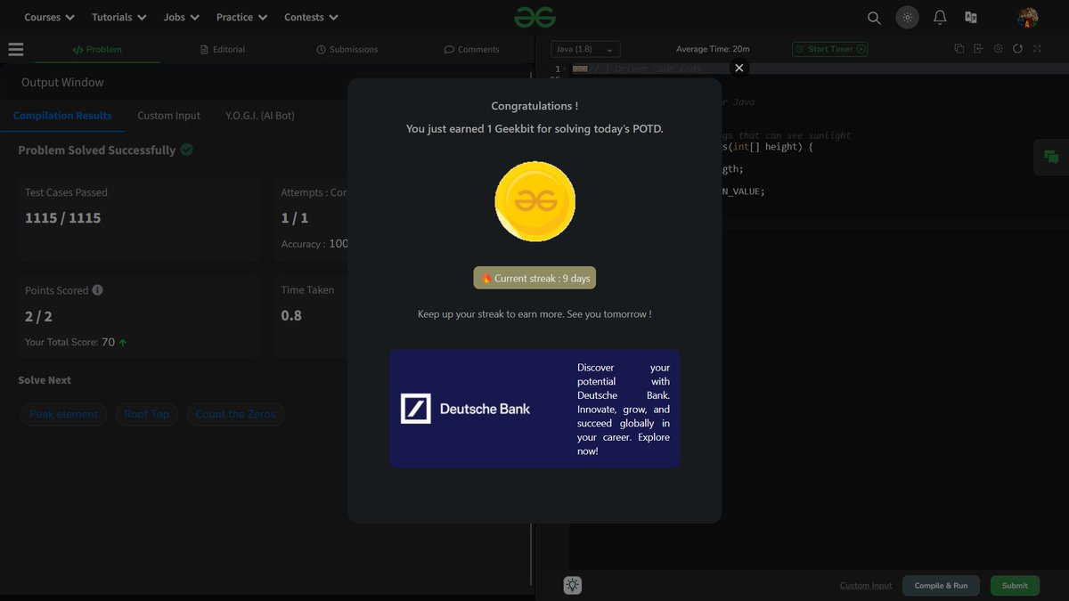 AdityaHarsh19's tweet photo. Day 9 of my 21 Days POTD Challenge Powered By Deutsche Bank
Username: aditya_harsh
#geekstreak2024 #DeutscheBank
@geeksforgeeks @DeutscheBank https://t.co/hhvaZSyc7B