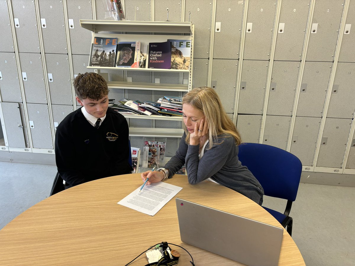 Personal statement season is underway. Head Boy Dan with his UCAS mentor Mrs Lewis. Draft 1 in the bag 👍
