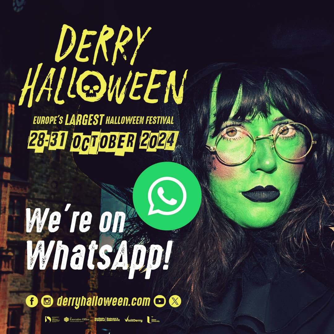 🎃📲 We're live on WhatsApp! Stay ahead with all things Derry Halloween—get the latest updates, exclusive sneak peeks, and instant info right on your phone. 

👻 To follow us, just click the link and hit 𝐅𝐨𝐥𝐥𝐨𝐰!

bit.ly/halloweenwhats…