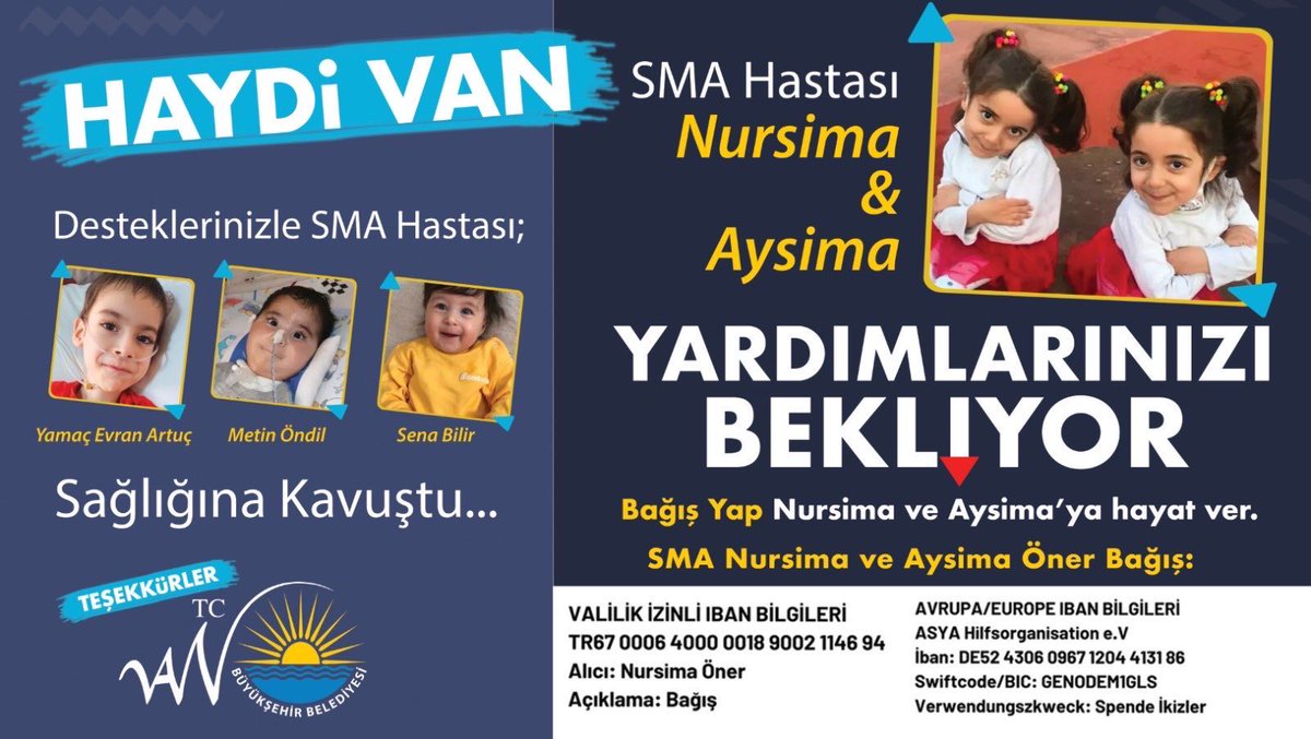 AbdullahZeydan's tweet photo. #Yamaç, #Metin, #Sena halkımızın üstün gayretleriyle kurtuldular.
Şimdi sıra dünya güzelleri #Nursima ve #Aysima kardeşlerde.
Vicdanlı ve duyarlı halkımızın bu yavrularımıza da umut olacağını biliyoruz. Zaman evlatlatlarımızı sahiplenme zamanıdır. Desteğini esirgemeyen halkımıza şükranlarımızı sunarız.🙏
@neslihansedal65
@vanbuyuksehirbb