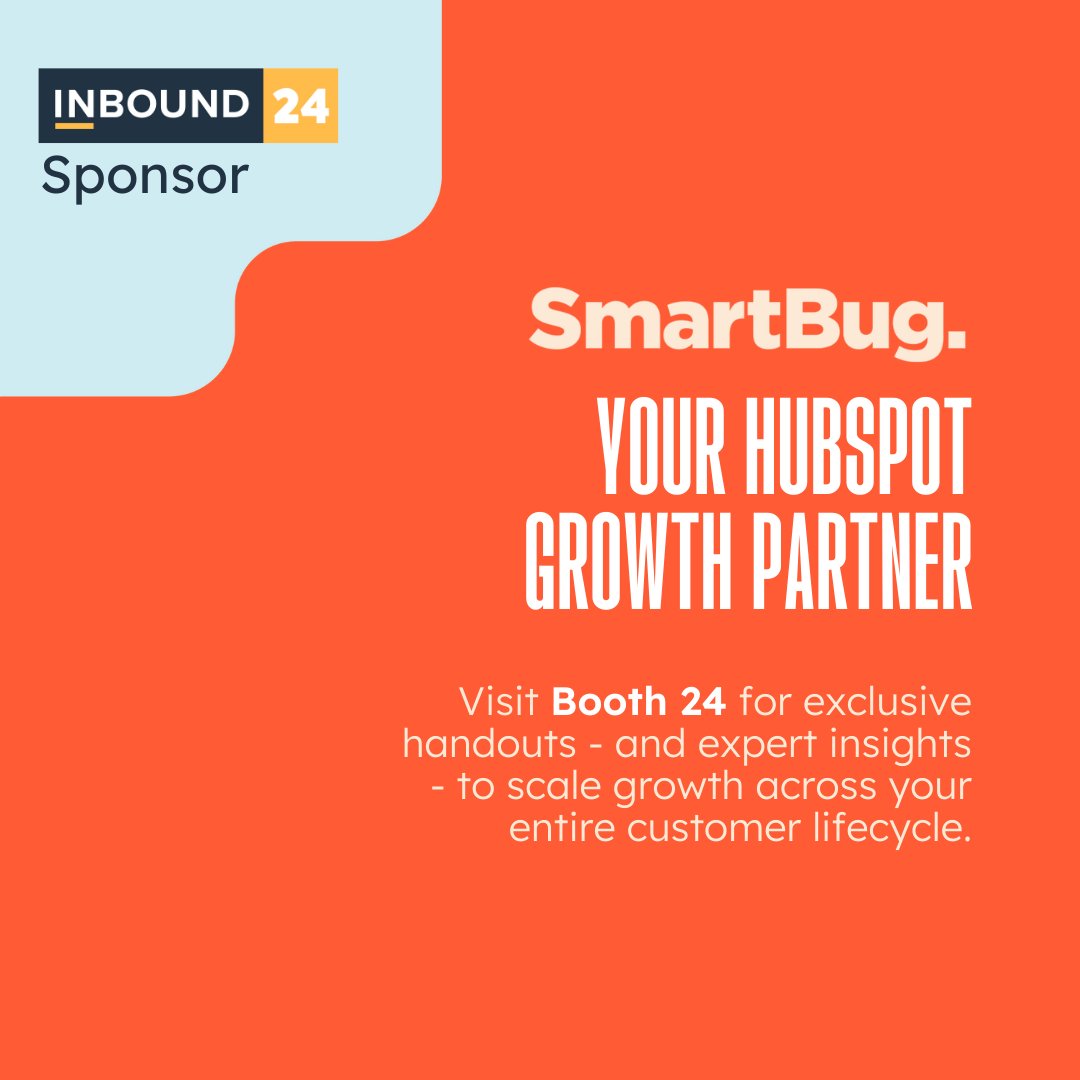 INBOUND's tweet image. Ready to supercharge your HubSpot strategy? @SmartBugMedia is at #INBOUND24! 🚀 Stop by Booth 24 to meet specialized experts and unlock proven strategies for your business. Don&apos;t miss this chance to fuel your growth journey. #AllSystemsGrow #SmartBug bit.ly/3zmanJ8