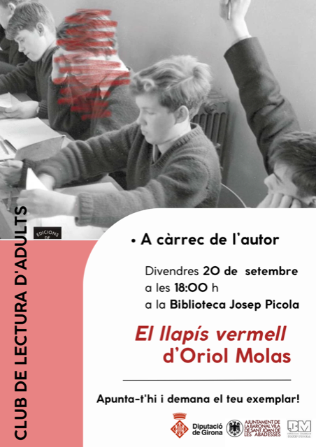 Edicions1984's tweet photo. Demà,  club de lectura d'«El llapis vermell», d'Oriol Molas, a la Biblioteca  Josep Picola de Sant Joan de les Abadesses. Us hi esperem! https://t.co/JLRSuGtBmw
