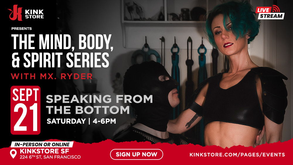 "SPEAKING FROM THE BOTTOM" 🏏 This Saturday!
Learn bottom-centric skills📍at 224 6th St. SF

w/ Mx Ryder <a href="/rodeo_kitten/">Mixtress Ryder (They/Them)</a>

In-person or Online! 💻
All attendees get a recording! 🎥

Grab your tickets now 🎟️
bit.ly/mxryder921