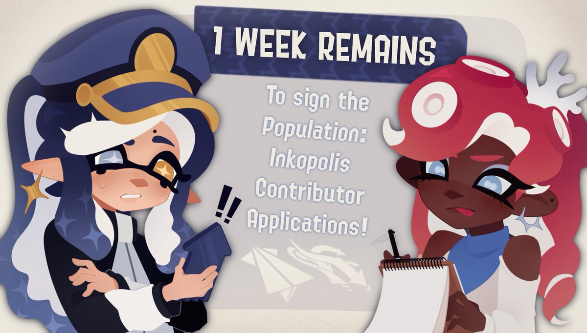 Hey creators! ★彡 There’s only 1 week left to sign the contributor applications! Be sure to sign up soon! You wouldn’t wanna disappoint Lucile and Coralie! 

Big thanks to <a href="/womphee/">rocket 🪼 hiatus (kinda)</a> and their characters for staring as a guest! Expect to see them as a contributor!