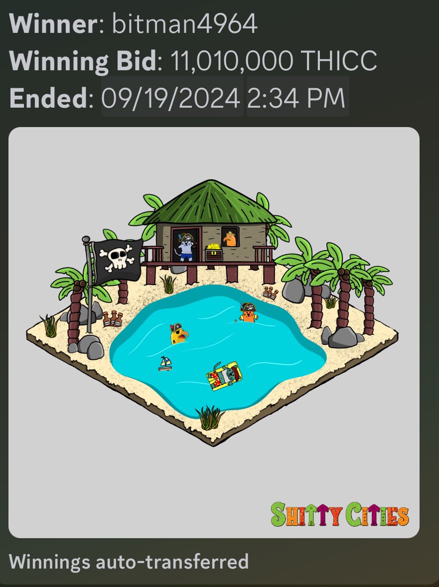 Gully_Flock's tweet photo. Holy moly!!!
@ShittyKitties_ Gully Lagoon block just sold at auction for
11,010,000 $THICC ( 102 $ALGO )
Congratulations to the new owner. Now it’s time to send that $THICC off to the burn pit! 🔥🤦♂️🚀🔥🚀🔥
#GetGullly #GetShitty #Algorand https://t.co/KNjJuMVY39