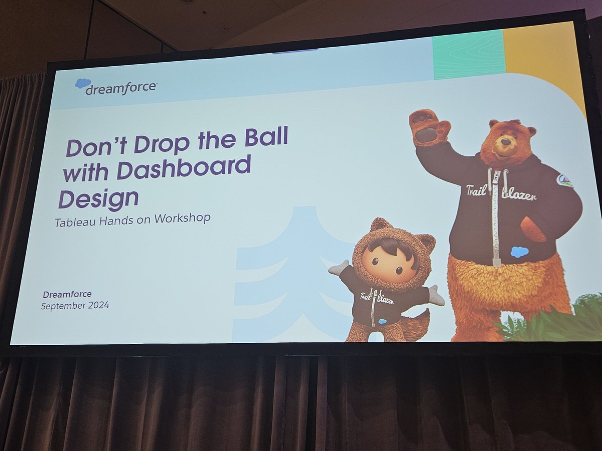 Getting hands-on with Tableau for dashboard design at the 'Don't Drop the Ball with Dashboard Design' session! Let's get those data visualization skills to the next level. 🏀📊 #Dreamforce #DF24 #Tableau #DataVisualization #DashboardDesign #dataprofs