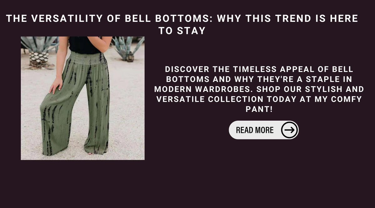 ShopComfyPant's tweet photo. A Fashion Comeback
Bell bottoms are back, blending retro vibes with modern styles.
They're versatile, fitting into casual, boho, and even formal looks.

Blog Link: https://t.co/7indiEvjgm https://t.co/hJbWoPse7t