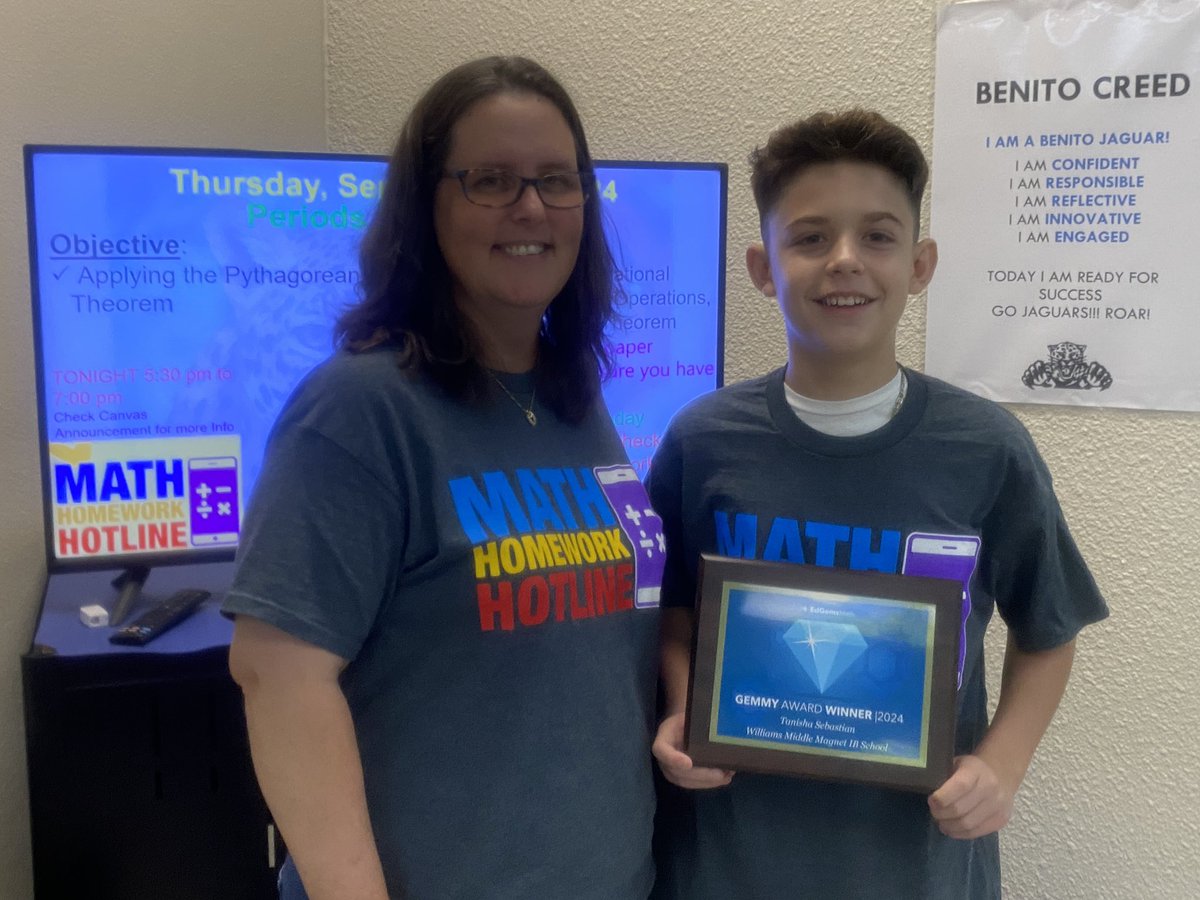 HCPS 6-8 Math (@ms_hcps) on Twitter photo Congrats to our first Gemmy winner of the season: Jackson @ Benito Middle! We are back tonight 9/19 (6-7 p.m. ET) to do the math! <a href="/HillsboroughSch/">Hillsborough Schools</a> <a href="/HCPSBenito/">Benito Middle School</a> <a href="/EdGems_Math/">EdGems Math</a> Congrats to our first Gemmy winner of the season: Jackson @ Benito Middle! We are back tonight 9/19 (6-7 p.m. ET) to do the math! <a href="/HillsboroughSch/">Hillsborough Schools</a> <a href="/HCPSBenito/">Benito Middle School</a> <a href="/EdGems_Math/">EdGems Math</a>