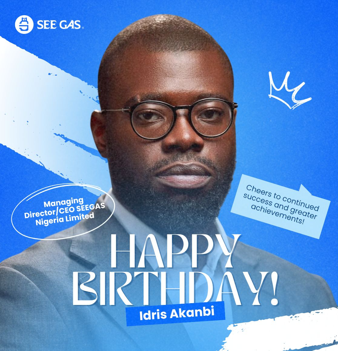 SeeGas100's tweet photo. To the man who deserves to be celebrated all day everyday! Happy Birthday to our Managing Director and CEO, Mr. Idris Akanbi!
We wish you a year filled with happiness, success, and all the best life has to offer!
Happy Birthday!
Cheers to an extraordinary new year! π
#seegas https://t.co/lP9z6oUGeA