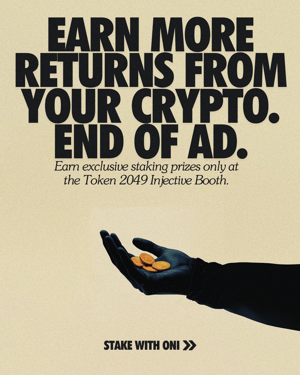 Endless pitches. Empty promises. Hype without heart.

In a world overflowing with noise, it’s easy to lose sight of what’s real.

But you didn’t come here for theatrics—you came for results.

Earn staking prizes only at the Token2049 Injective Booth.