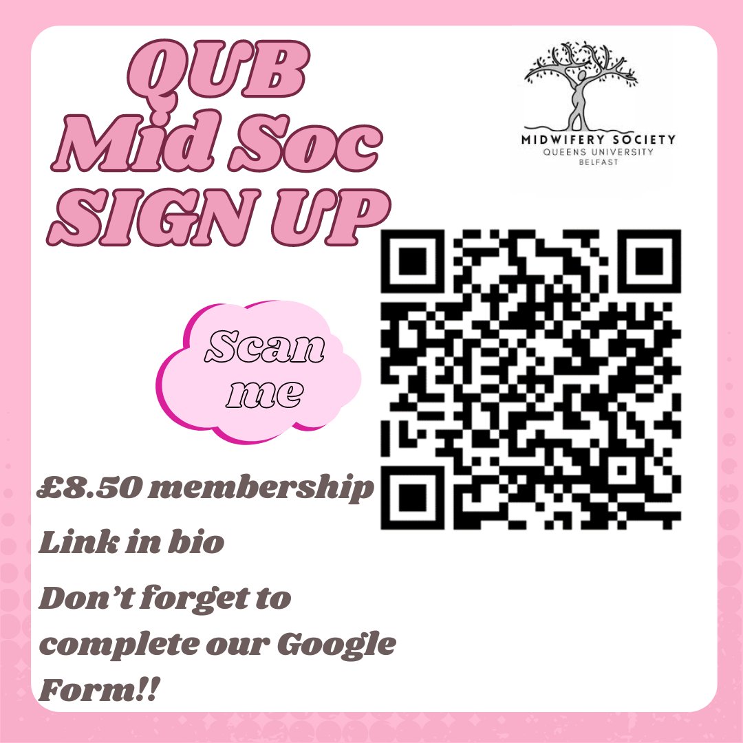 📢Calling all first, second, third years &amp; MSc students- the membership sign up is OPEN!!📢

Follow the link below/link in our bio to sign up:
fixr.co/event/midwifer…

With your MidSoc membership, you will get priority for formal tickets, and a formal ticket discount!