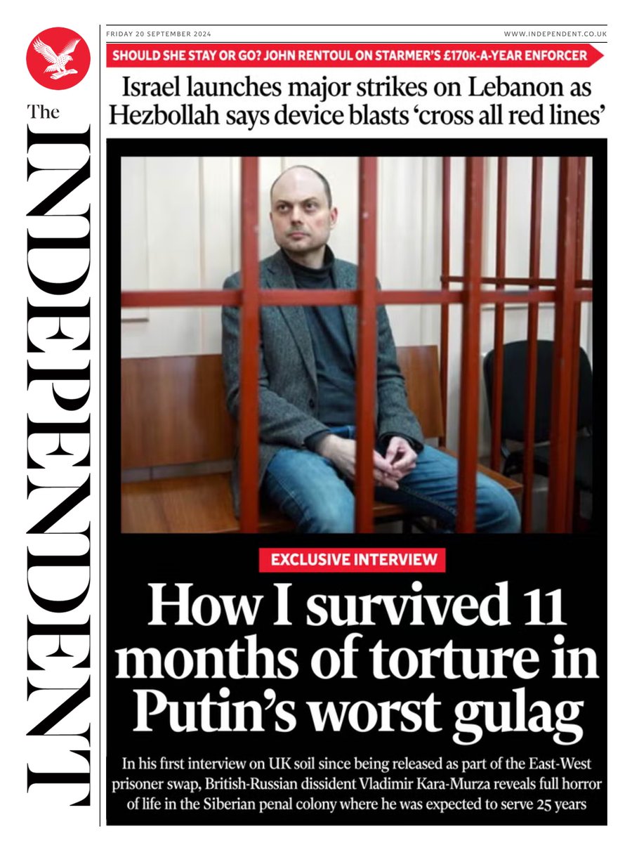 Alastair Jamieson (@alastairjam) on Twitter photo Cracking story well told from <a href="/TomAWatling/">Tom Watling</a> on our front page tonight <a href="/Independent/">The Independent</a> - his exclusive interview with Putin foe Vladimir Kara-Murza
#tomorrowspaperstoday Cracking story well told from <a href="/TomAWatling/">Tom Watling</a> on our front page tonight <a href="/Independent/">The Independent</a> - his exclusive interview with Putin foe Vladimir Kara-Murza
#tomorrowspaperstoday