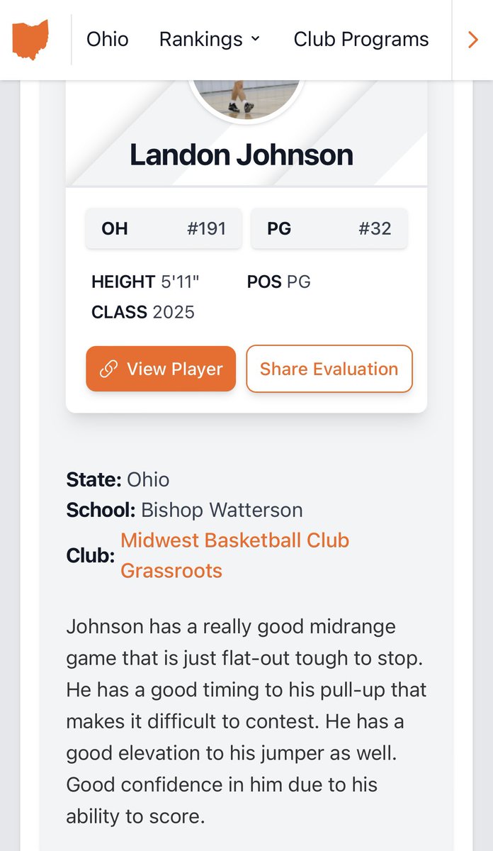 mbcgrassroots's tweet photo. Class of 2025 PG Landon Johnson has been on fire the last few weeks‼️

All Showcase Team @ Prep Hoops ✅
Breakout preformed @ Fall League ✅
Offer from Ohio Wesleyan ✅

Should have a breakout year for Bishop Watterson💪🏼🔥 https://t.co/PGdEzj6FaQ