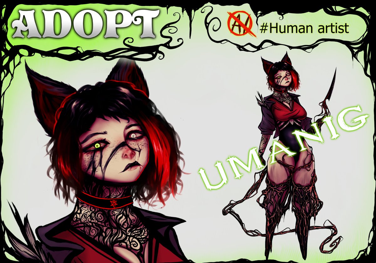 Adopt Adelia - 35€
deviantart.com/umanig/art/OPE…
*
*
*
#art #digitalart #drawing #ilustration #digitaldrawing #dibujo #digitalartist #girls #humanartist #characterart #illustration #characterart #originalcharater #girlsillustration #horror #adopt #ink #tattoo