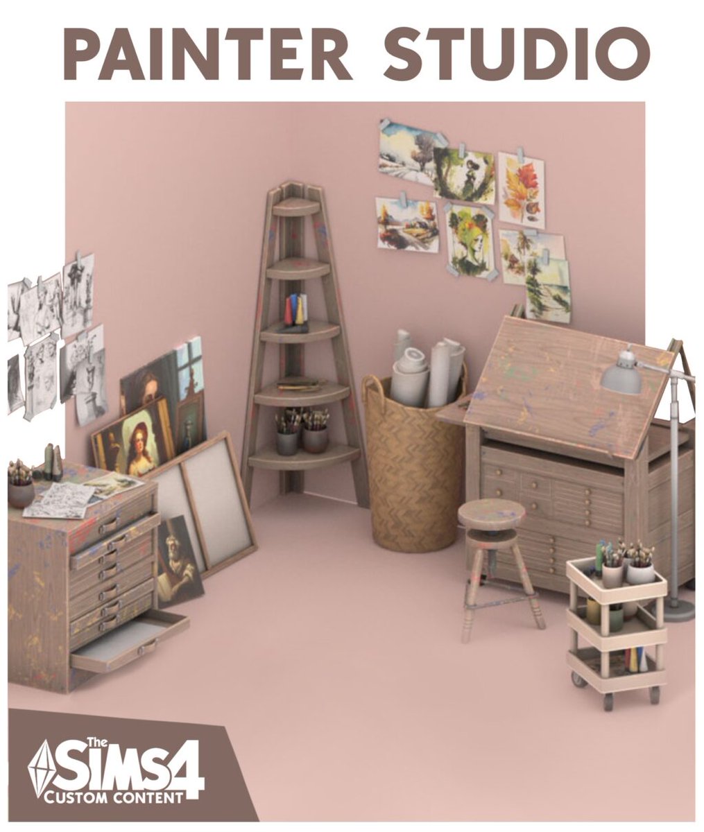 MundoSimss's tweet photo. Si no pueden comprarse el nuevo kit de estudio artistico recuerden que existen estos packs de CC gratis. Los pueden encontrar en la sección hobbies de nuestra web 😉 https://t.co/lSENapCxAu
