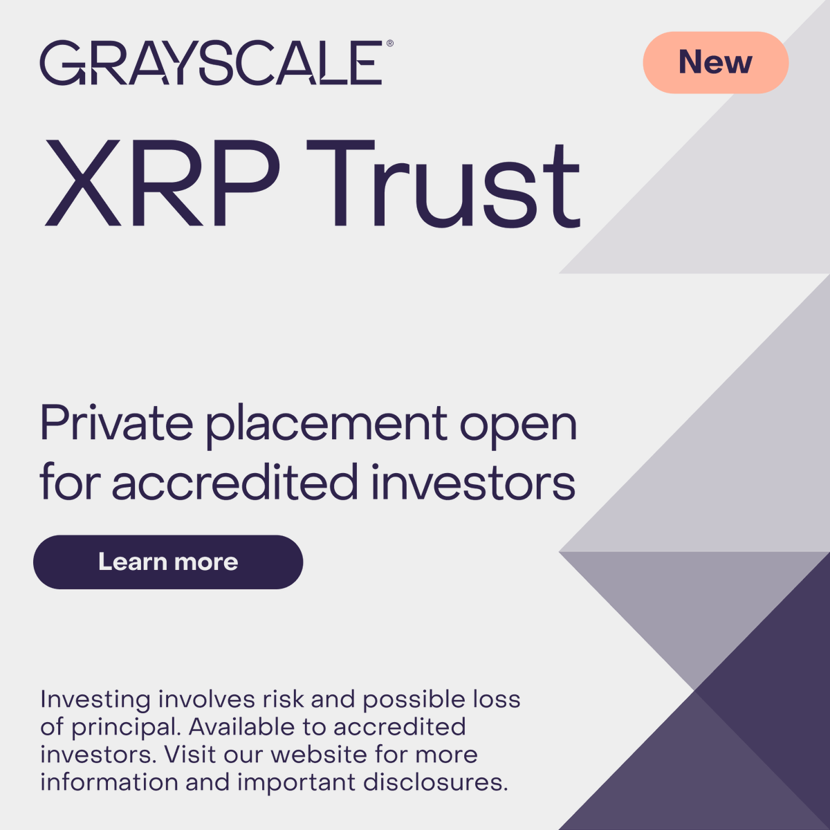 Grayscale XRP Trust is open to eligible accredited investors seeking exposure to $XRP, which powers the XRP ledger, a distributed network used for cross-border payments. 

Learn more about Grayscale XRP Trust, see important disclosures, or reach out to us: grayscale.com/crypto-product…