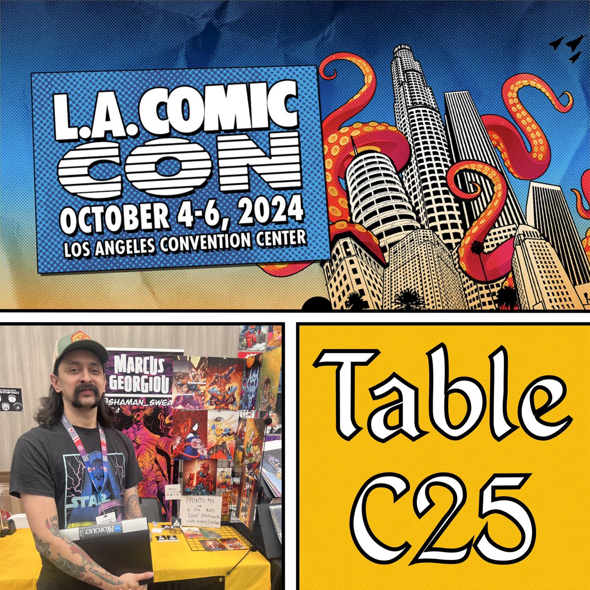shaman_sweat's tweet photo. We’re 2 weeks away from LA COMIC CON! Come see me at table C25 in artist alley. I’ll have prints and original art up for sale or swing by and just say hi 👋🏽 

#lacomiccon #comicconvention #artistalley https://t.co/757qIdhfuh
