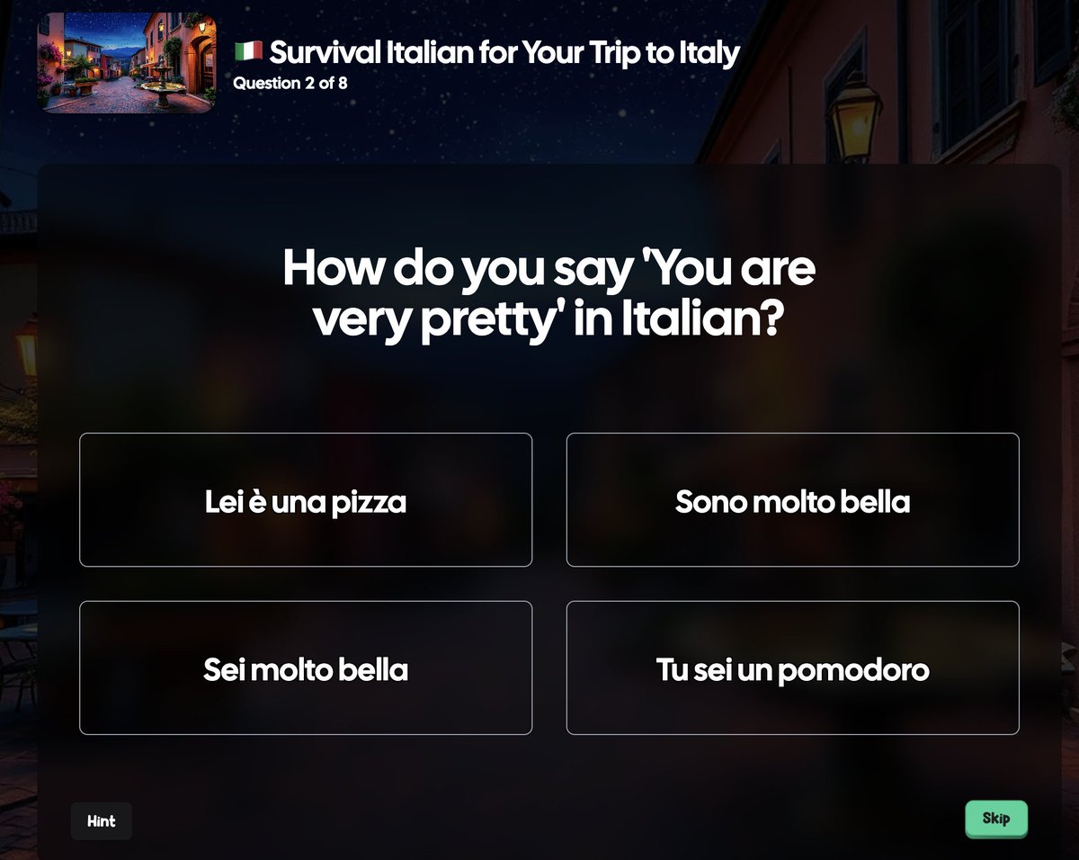 javitoshi's tweet image. 🔠 — i made a smol ai wrapper that creates custom quizzes!

(i think sometimes a quiz can help you learn stuff in a fun way)

do you want to try it? 

lmk, and i can create a bunch of quizzes for you to play around!

some examples I did in a few minutes: