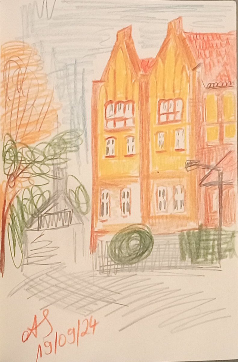 The house in my sketch today has always fascinated me, the decorative details restored in full colour, but I underestimated how hard it is to draw: