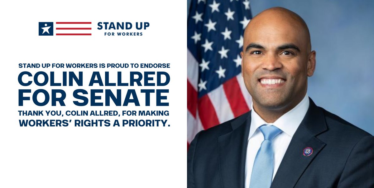 workerspac's tweet image. Stand Up For Workers PAC  is proud to endorse U.S. Representative Colin Allred from Texas running for a seat in the U.S. Senate. He believes that if you work hard and play by the rules, every Texan should have the opportunity to achieve their dreams. ow.ly/SSj450ToiAh