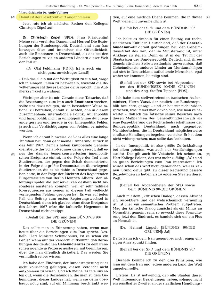 Gesamte SPD-Fraktion und die gesamte Fraktion der Grünen hat 1996 gegen die Strafbarkeit der Vergewaltigung in der Ehe gestimmt! 

Offensichtlich wollte Rot/Grün damals einstimmig, dass ein Ehemann seine Ehefrau straflos vergewaltigen darf. Das entspricht jedenfalls der Logik der