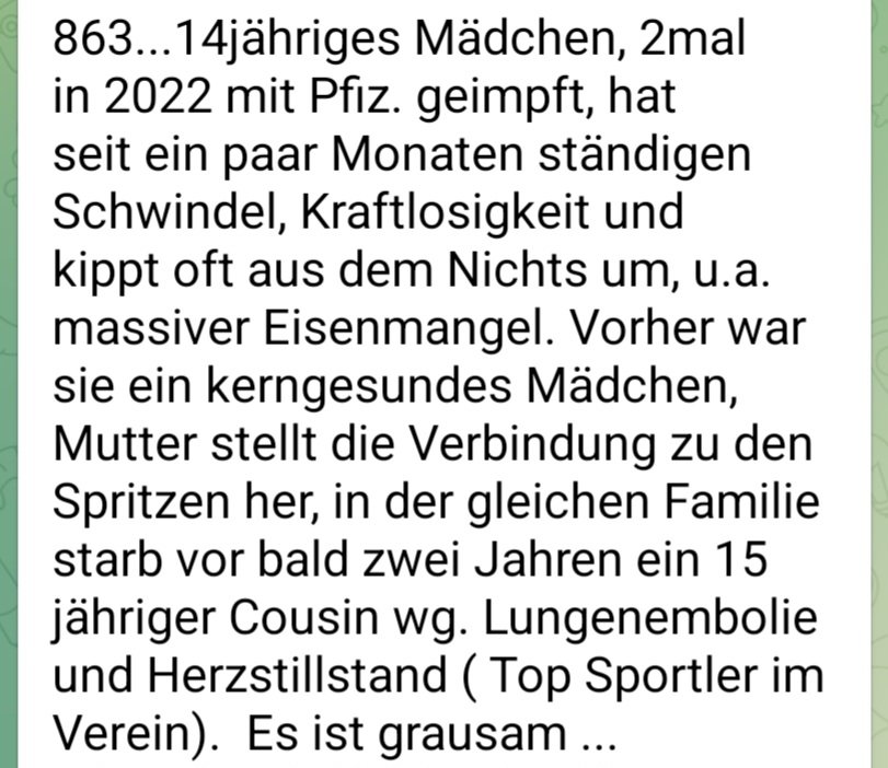 LeniB32016582's tweet photo. 🇩🇪 Heute ein Bericht unter https://t.co/e7jZ5JUco7 - Jugendliche (14) erkrankt, 15-jähriger Cousin vor ca. 2 Jahren #ploetzlichundunerwartet verstorben - RIP 🙏.
Zusammenhang mit modRNA-💉?
#Impfstopp, #Aufarbeitung
Zuständig @Karl_Lauterbach, @BMG_Bund, @PEI_Germany, #STIKO https://t.co/Y8KTDo3bFi
