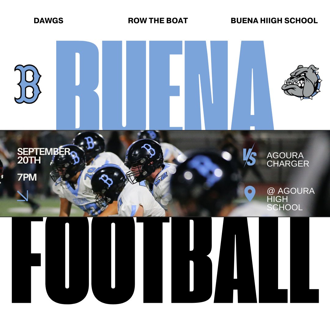 Buena H.S. Athletics (@buenaathletics) on Twitter photo Buena Football 🏈 Game Day
📍Agoura Hills
🆚Agoura High School
⏰7pm
<a href="/vcspreps/">VCS Preps</a> <a href="/TheAcornSports/">Acorn Sports</a> <a href="/BuenaFootball/">Buena HS Football</a> Buena Football 🏈 Game Day
📍Agoura Hills
🆚Agoura High School
⏰7pm
<a href="/vcspreps/">VCS Preps</a> <a href="/TheAcornSports/">Acorn Sports</a> <a href="/BuenaFootball/">Buena HS Football</a>