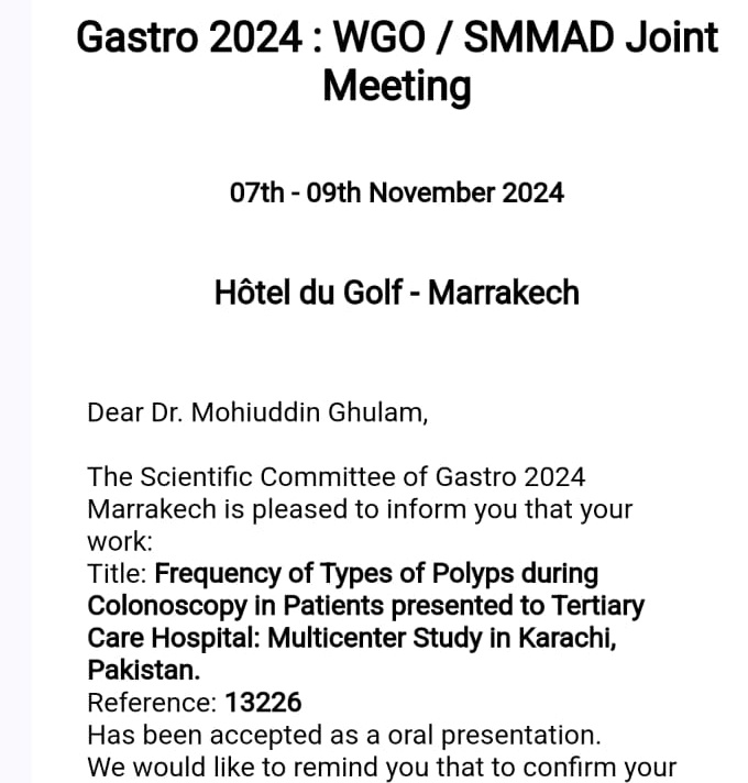DrNazishbutt's tweet photo. I am delighted to announce the acceptance of five abstracts for oral presentations at @WorldGastroOrg @Gastro2024 annual conference in Marrakes😀 https://t.co/uRNcIpUbba
