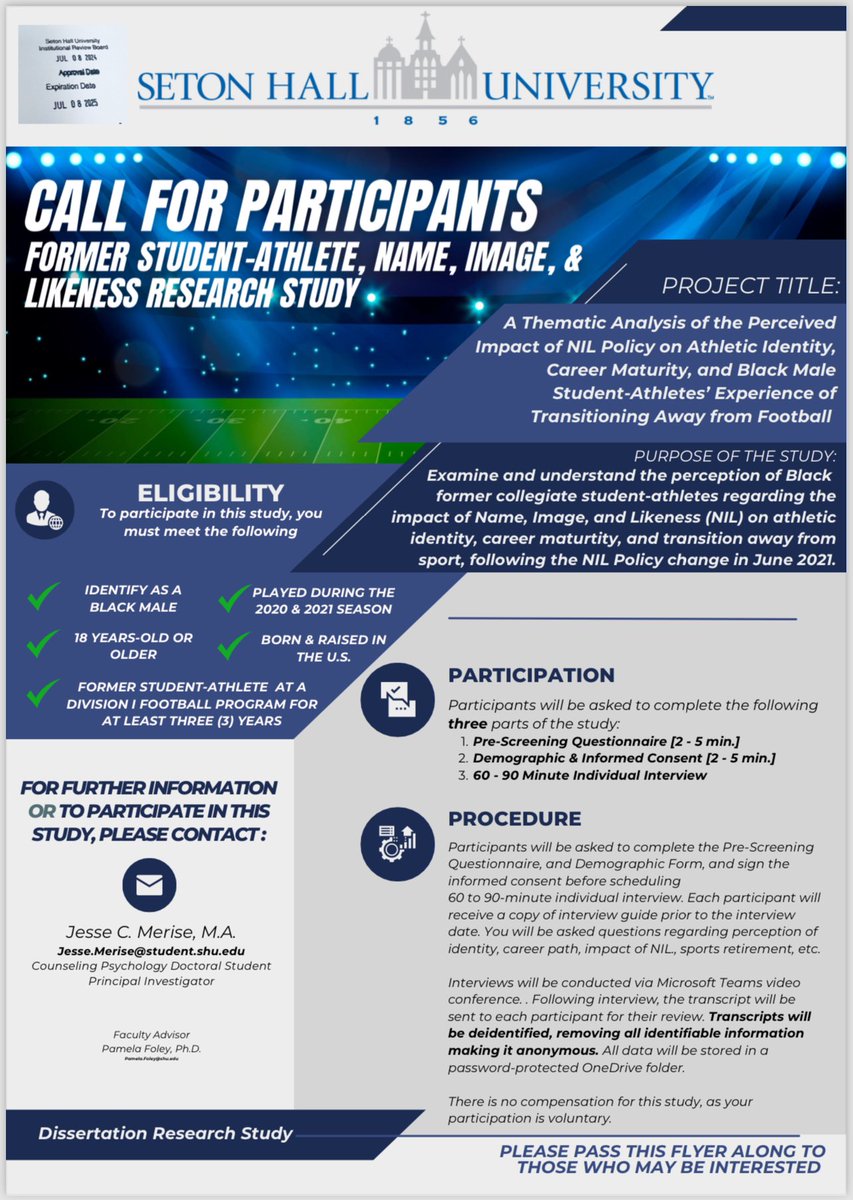 JMer1s3's tweet photo. ⏳ Almost There #PhD

I’m currently recruiting for my dissertation study! Please see the attached flyer for more information and consider sharing it with anyone who may be interested
 
#DoctoralCandidate #MentalHealth https://t.co/1r6FvKTIQO