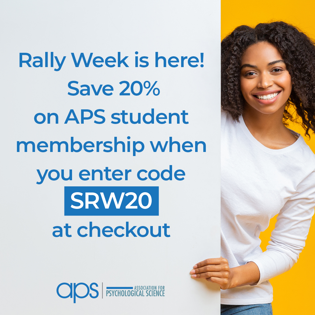🚨 Last Call Alert! 

It’s your final chance to enjoy 20% off your new APS student membership! Use code SRW20 #Psychology #AcademicTwitter <a href="/APSStudent/">APS Student Caucus</a> 

member.psychologicalscience.org/become-a-member