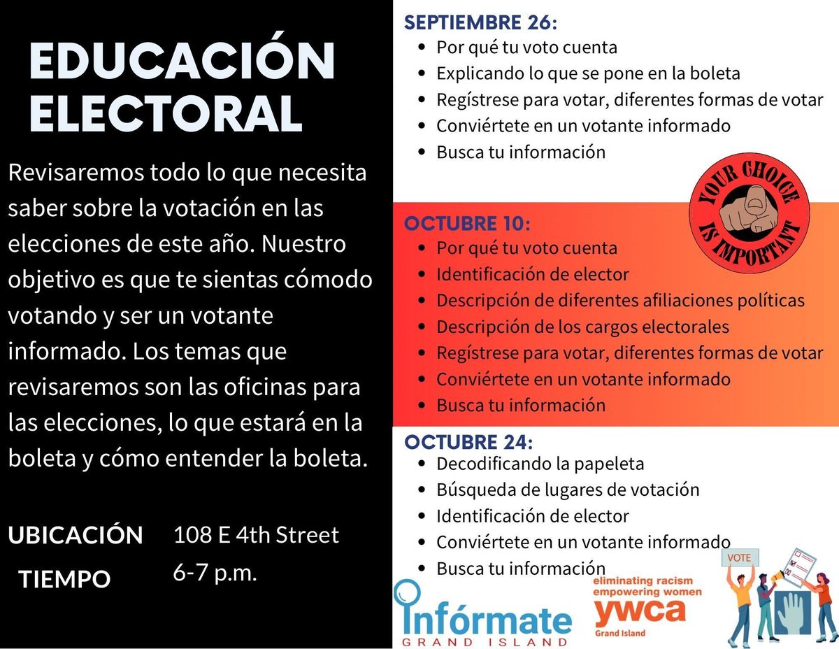 🗳️ Voter Education Sessions! 🗳️.

Let’s get informed and ready to make our voices heard! 💪
#VoterEducation 

🗳️ ¡Sesiones de Educación Electoral! 🗳️

¡Infórmate y prepárate para que tu voz se escuche! 💪
#EducacionElectoral