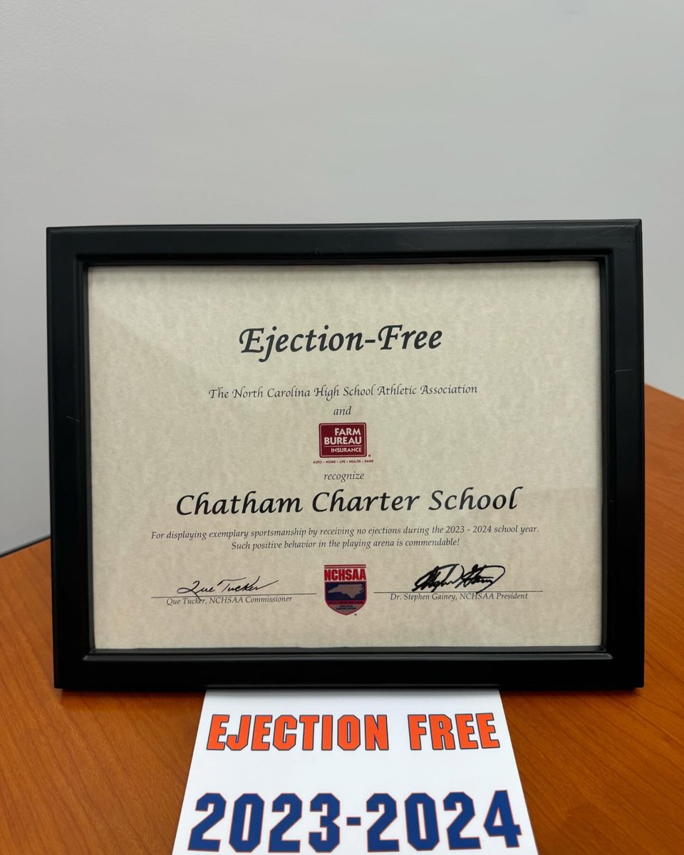 Congratulations to Knights Athletics on two awards received today at the <a href="/nchsaa/">NCHSAA</a> Regional Meeting in Greensboro: Ejection Free for the 2023-2024 school year and the Wells Fargo Conference Cup for the 2023-2024 school year.