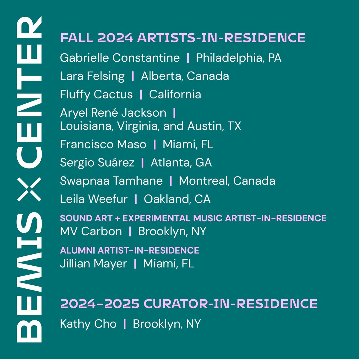 bemiscenter's tweet image. Artists-in-Residence have arrived! Join us in welcoming the Fall 2024 cohort to Omaha.

Save the date to meet them at Open House / Open Studios on Saturday, October 19, 12–4 PM! 

Learn more &amp;gt; bemiscenter.org/residency