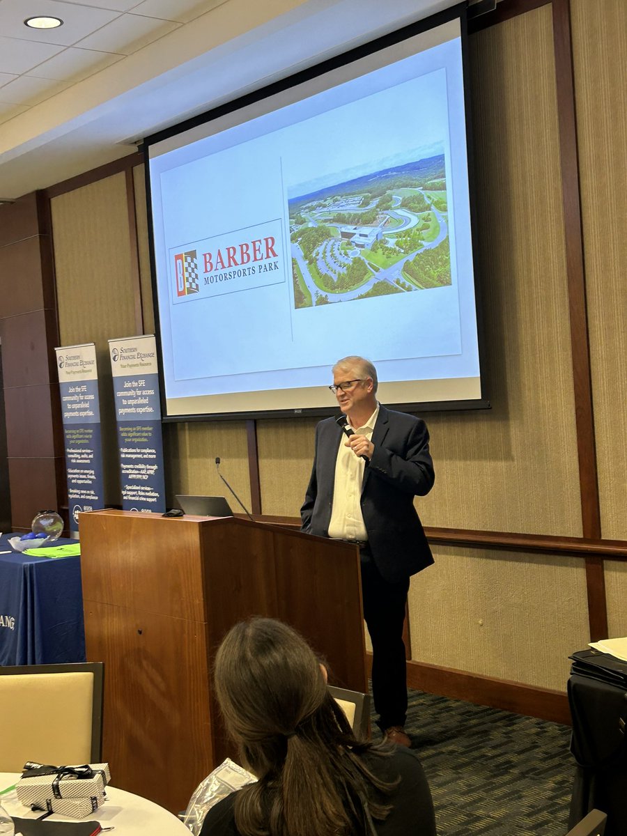 AlabamaAFP's tweet image. We have the honor of Paul Sanford, CFO of Barber Companies &amp;amp; @BarberMotorPark joining us as our closing speaker for the #AFP2024Summit to share Barber Motorsports’ economic impact on the State of Alabama!