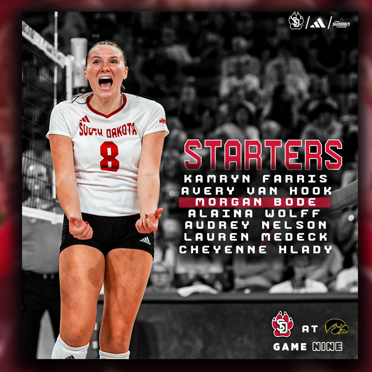 SDCoyotesVB's tweet image. How we lineup 🆚 the Hawkeyes!

#GoYotes x #WeAreSouthDakota