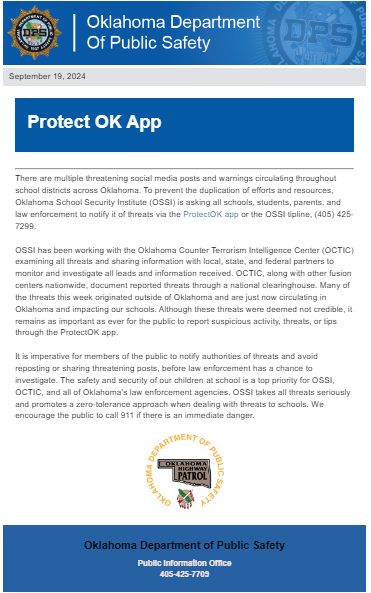 At the request of local law enforcement, we've been asked to share the following information.