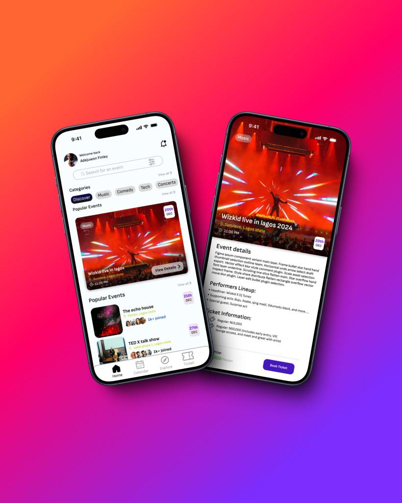 Jay_Designns's tweet image. Designed an event booking app that  helps users find their perfect event quickly. What features would you want in an event booking app? #UXDesign #EventBooking #App #uiuxdesign  @Designcomrades 

Day 8 of my design challenge.